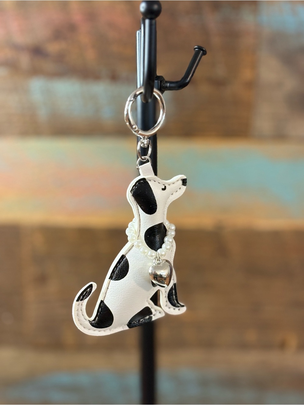 Dog Silhouette Keychain Charm in White and Black - Unbranded